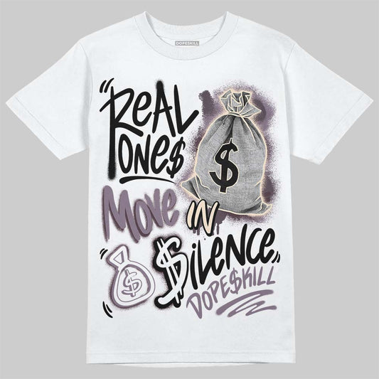 A Ma Maniére x Air Jordan 3 Black Violet Ore DopeSkill T-shirt Real Ones Move In Silence Graphic Streetwear - White 