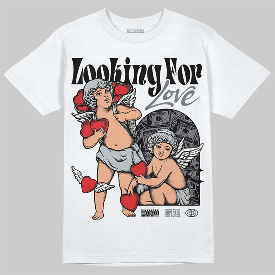 Jordan 12 Black Wolf Grey DopeSkill T-Shirt Looking For Love Graphic Streetwear - White