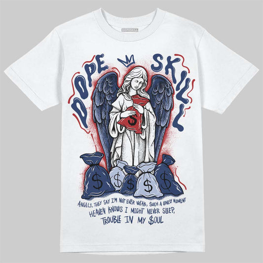 Jordan 6 Retro 'White And Midnight Navy' DopeSkill T-Shirt Angels Graphic Streetwear - White