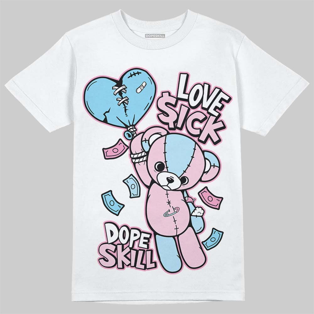 Jordan 1 Low SE Paw Print Pink Foam DopeSkill T-Shirt Love Sick Graphic Streetwear - White