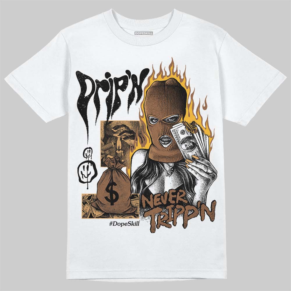 Jordan 1 High OG Black Metallic Gold DopeSkill T-Shirt Drip'n Never Tripp'n Graphic Streetwear - White