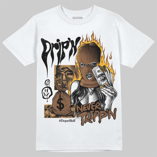 Jordan 1 High OG Black Metallic Gold DopeSkill T-Shirt Drip'n Never Tripp'n Graphic Streetwear - White