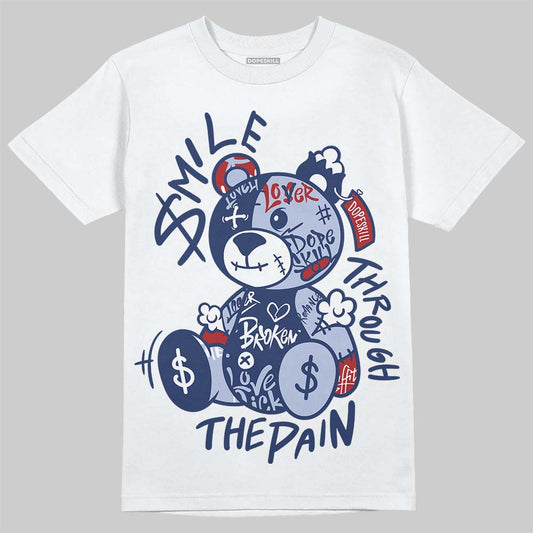 Jordan 6 Retro 'White And Midnight Navy' DopeSkill T-Shirt Smile Through The Pain Graphic Streetwear - White