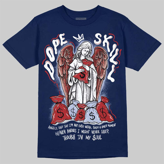 Jordan 6 Retro 'White And Midnight Navy' DopeSkill Navy T-shirt Angels Graphic Streetwear