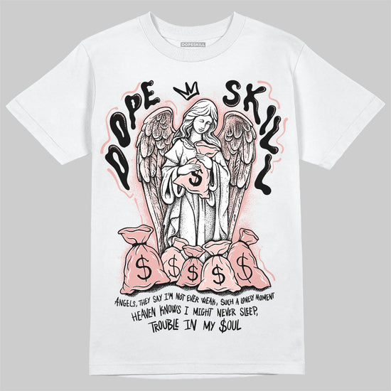 Lanvin Leather Curb Glitter Pale Pink DopeSkill T-Shirt Angels Graphic Streetwear  - White 