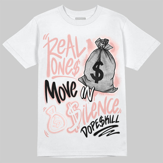 Lanvin Leather Curb Glitter Pale Pink DopeSkill T-Shirt Real Ones Move In Silence Graphic Streetwear - White