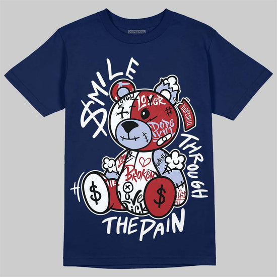 Jordan 6 Retro 'White And Midnight Navy' DopeSkill Navy T-shirt Smile Through The Pain Graphic Streetwear