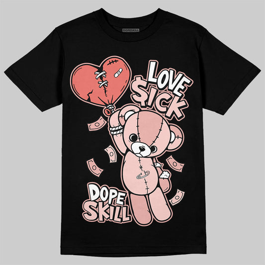 Lanvin Leather Curb Glitter Pale Pink DopeSkill T-Shirt Love Sick Graphic Streetwear  - Black