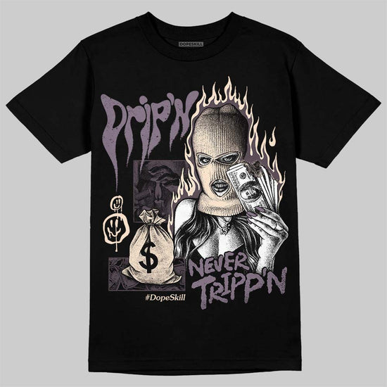 A Ma Maniére x Air Jordan 3 Black Violet Ore DopeSkill T-shirt Drip'n Never Tripp'n Graphic Streetwear - Black