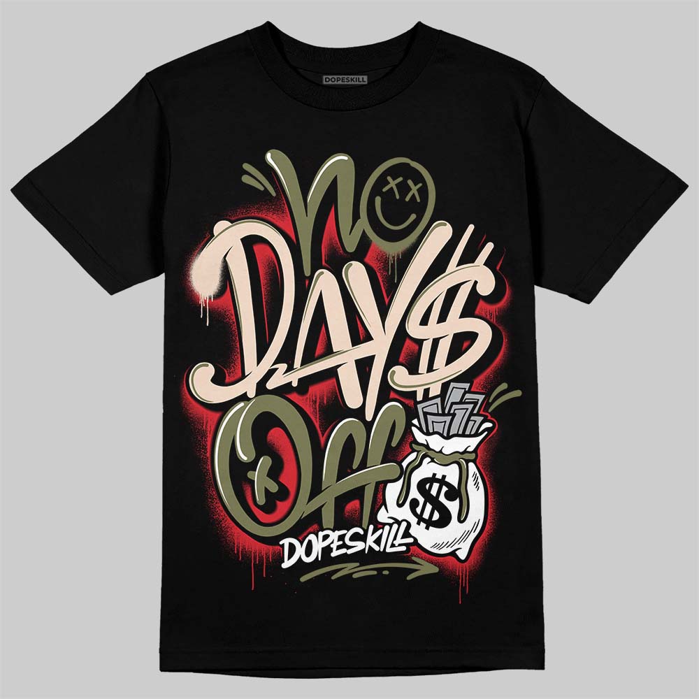 Travis Scott x Jordan 1 Medium Olive DopeSkill T-Shirt No Days Off Graphic Streetwear - Black