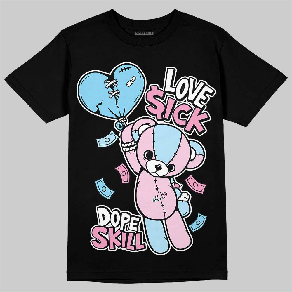 Jordan 1 Low SE Paw Print Pink Foam DopeSkill T-Shirt Love Sick Graphic Streetwear - black