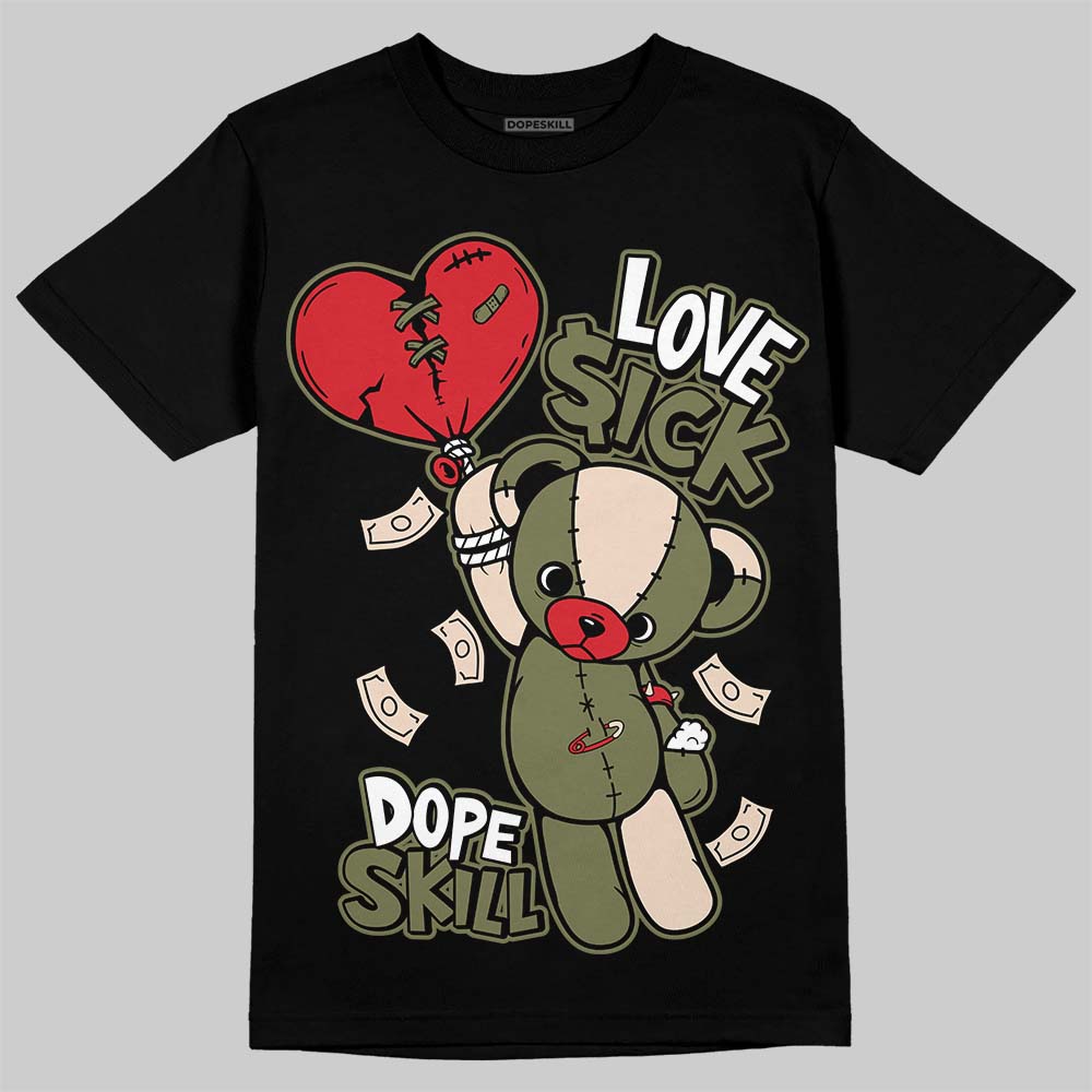 Travis Scott x Jordan 1 Medium Olive DopeSkill T-Shirt Love Sick Graphic Streetwear - Black