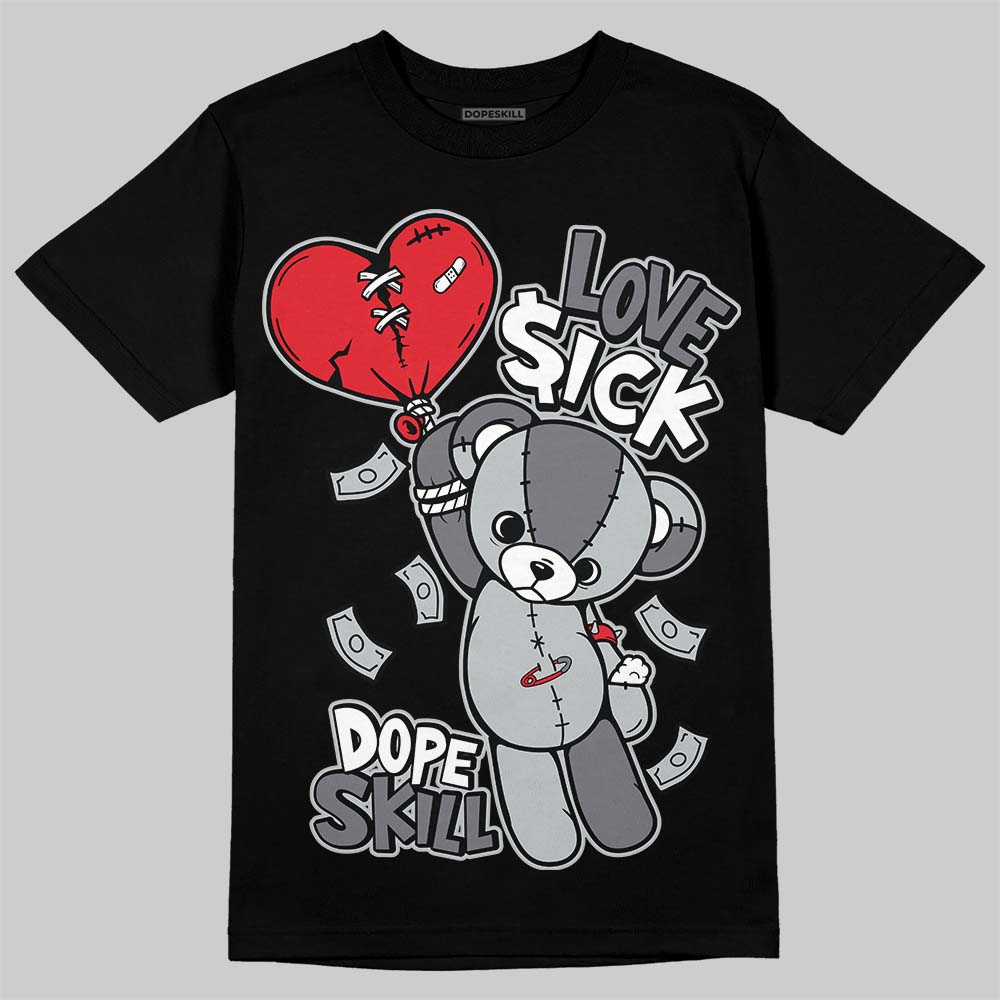 Jordan 12 Black Wolf Grey DopeSkill T-Shirt Love Sick Graphic Streetwear - black