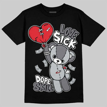 Jordan 12 Black Wolf Grey DopeSkill T-Shirt Love Sick Graphic Streetwear - black