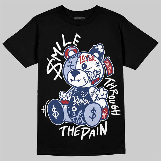 Jordan 6 Retro 'White And Midnight Navy' DopeSkill T-Shirt Smile Through The Pain Graphic Streetwear - Black