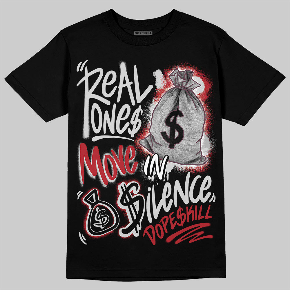 New Balance 1906R Silver Classic Crimson DopeSkill T-Shirt Real Ones Move In Silence Graphic Streetwear - Black