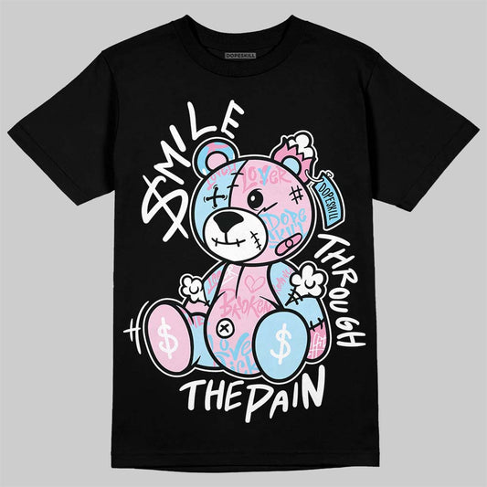 Jordan 1 Low SE Paw Print Pink Foam DopeSkill T-Shirt Smile Through The Pain Graphic Streetwear - Black