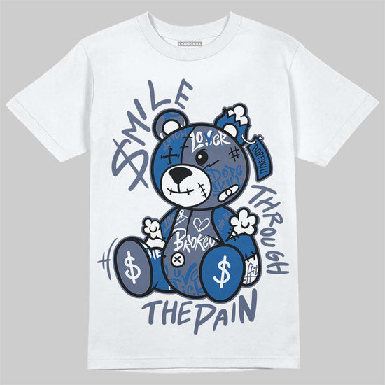 Jordan 11 Retro Low Diffused Blue DopeSkill T-Shirt Smile Through The Pain Graphic Streetwear - White