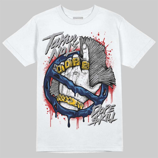 Jordan 4 Midnight Navy DopeSkill T-Shirt Takin No L's Graphic Streetwear - White