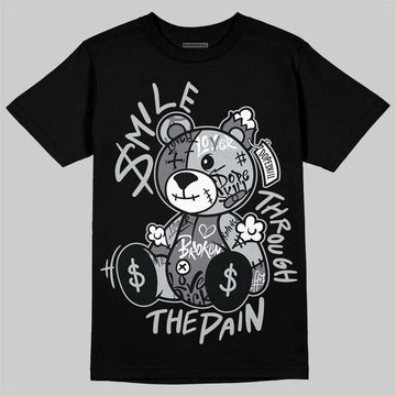 Jordan 12 Black Wolf Grey DopeSkill T-Shirt Smile Through The Pain Graphic Streetwear - Black