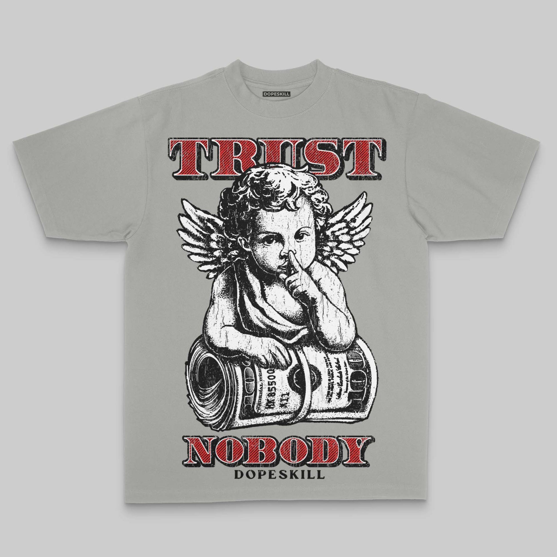 Grey Oversize Print Trust Nobody DopeSkill Graphic Premium T-shirt Streetwear - Grey 