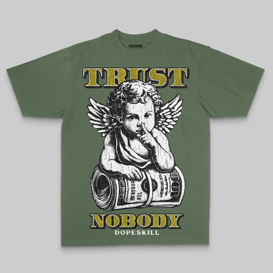Green Oversize Print Trust Nobody DopeSkill Graphic Premium T-shirt Streetwear - moss