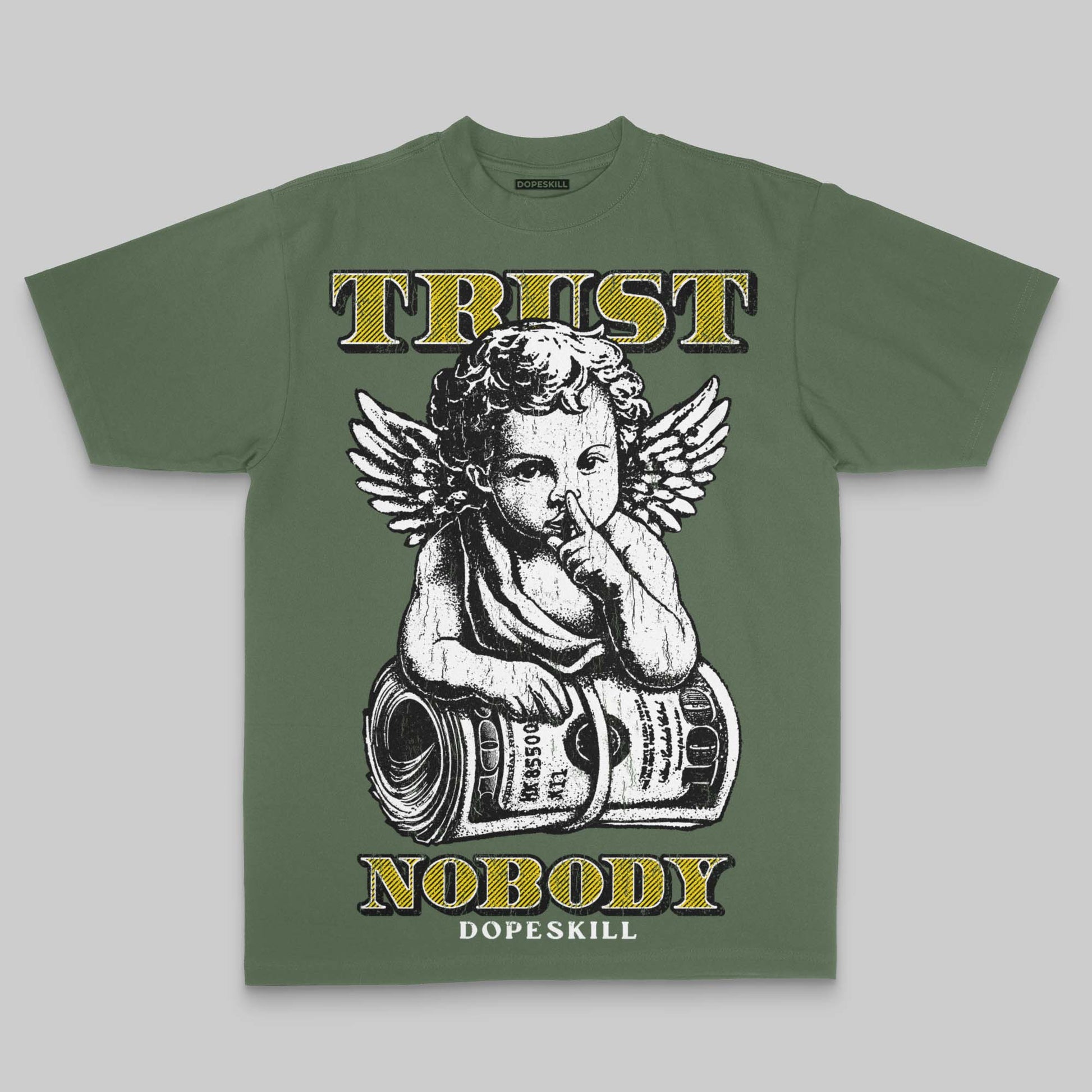 Green Oversize Print Trust Nobody DopeSkill Graphic Premium T-shirt Streetwear - moss