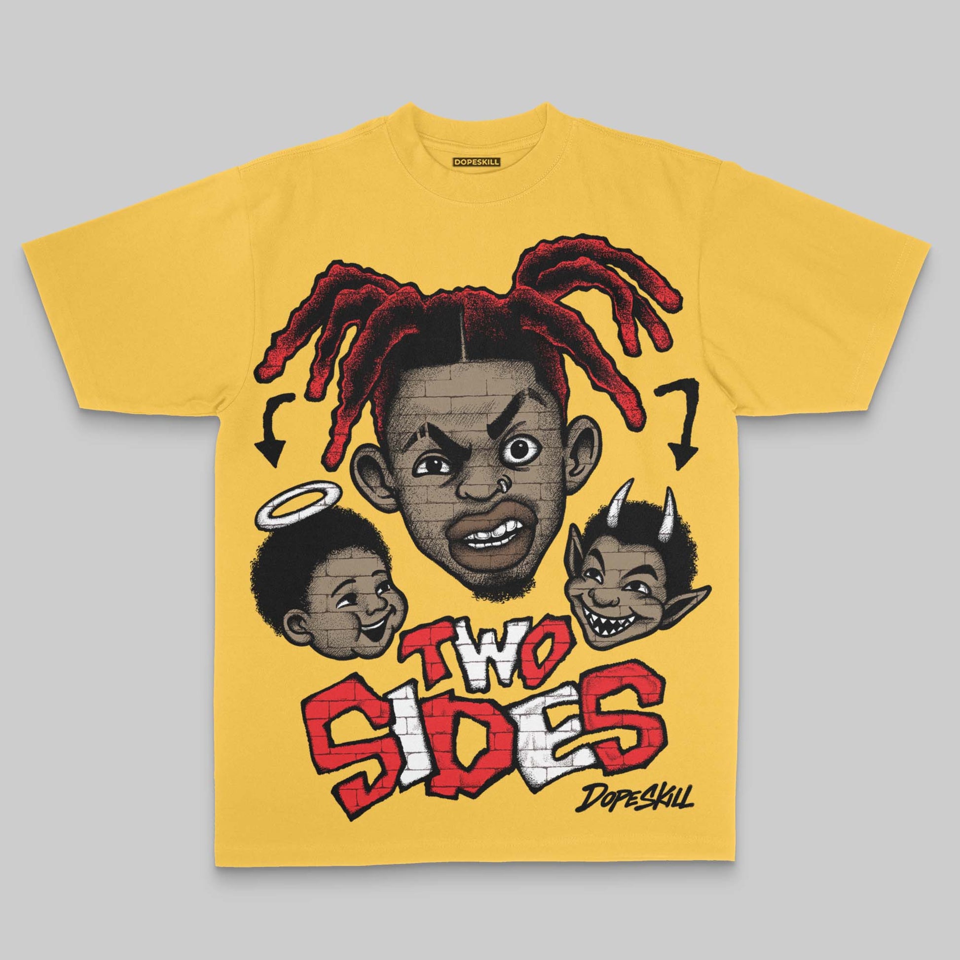 Yellow Oversize Print Two Sides DopeSkill Graphic Premium T-shirt Streetwear - Mustard