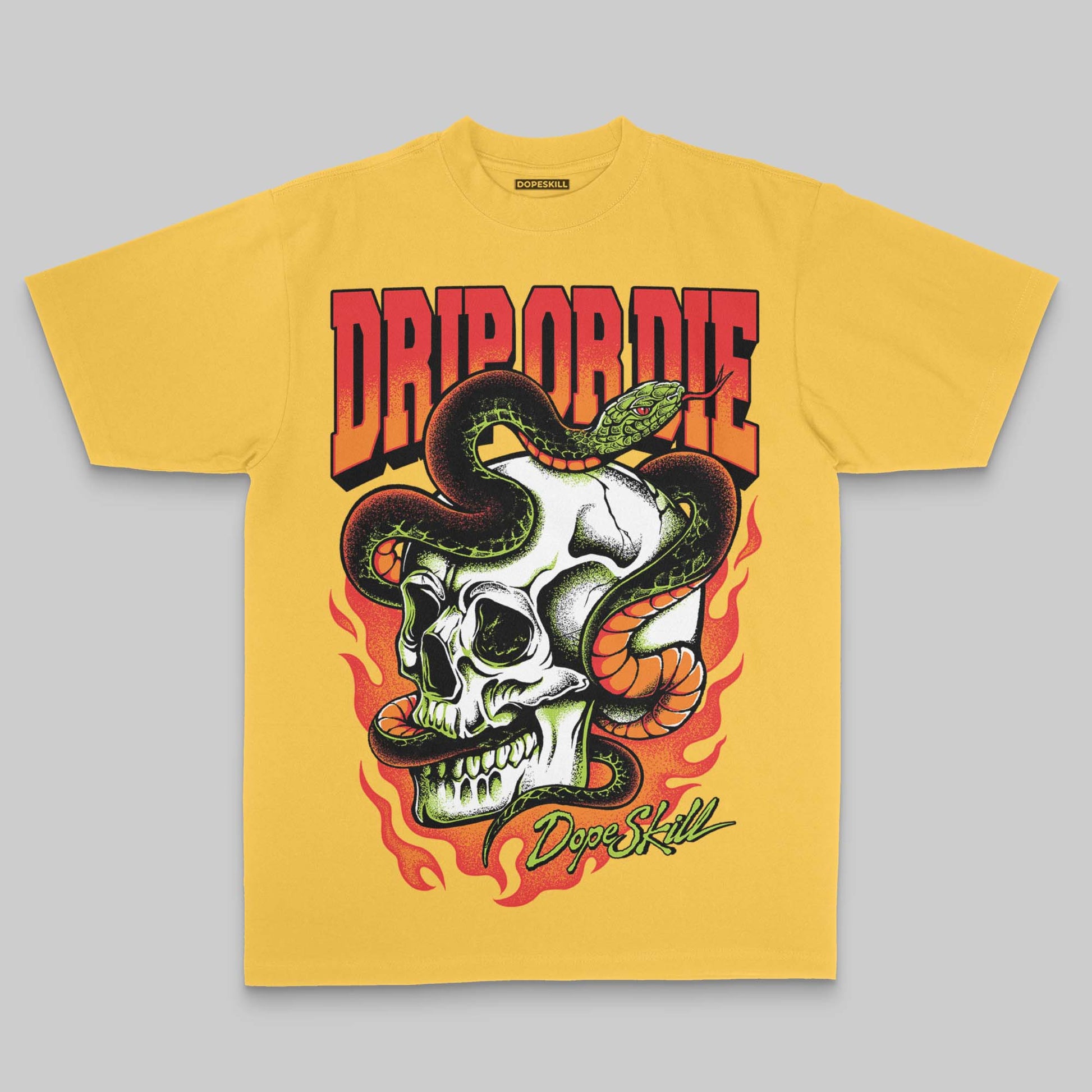 Yellow Oversize Print Drip or Die DopeSkill Graphic Premium T-shirt Streetwear - Mustard 