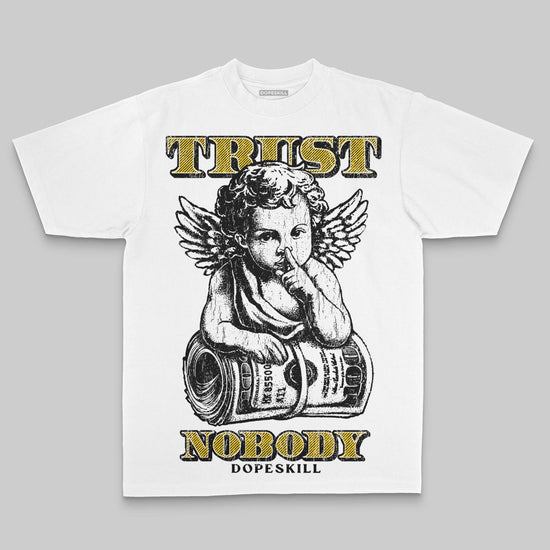 Yellow Oversize Print Trust Nobody DopeSkill Graphic Premium T-shirt Streetwear - White