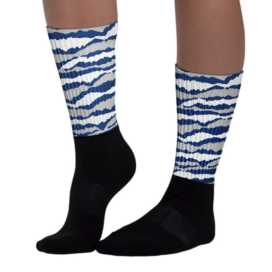 Abstract Tiger Sublimated Socks Match AJ 13 French Blue