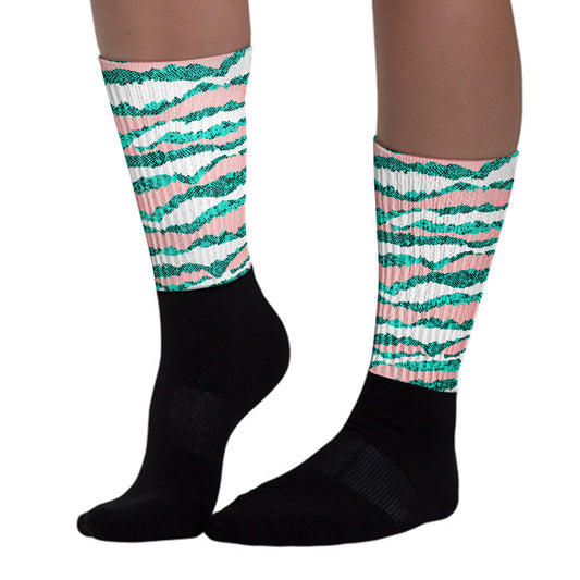 Green Snakeskin Dunk Low Sublimated Socks Abstract Tiger Graphic