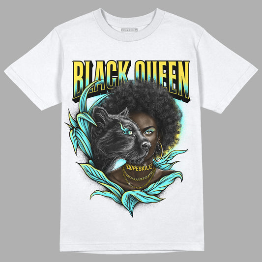 Jordan 5 Aqua DopeSkill T-Shirt New Black Queen Graphic Streetwear - White