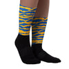 Dunk Blue Jay and University Gold Sublimated Socks Abstract Tiger Graphic