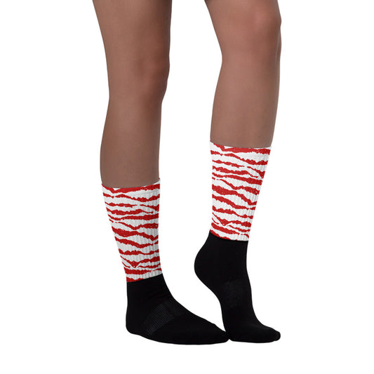 Abstract Tiger Sublimated Socks Match AJ 6 “Red Oreo”