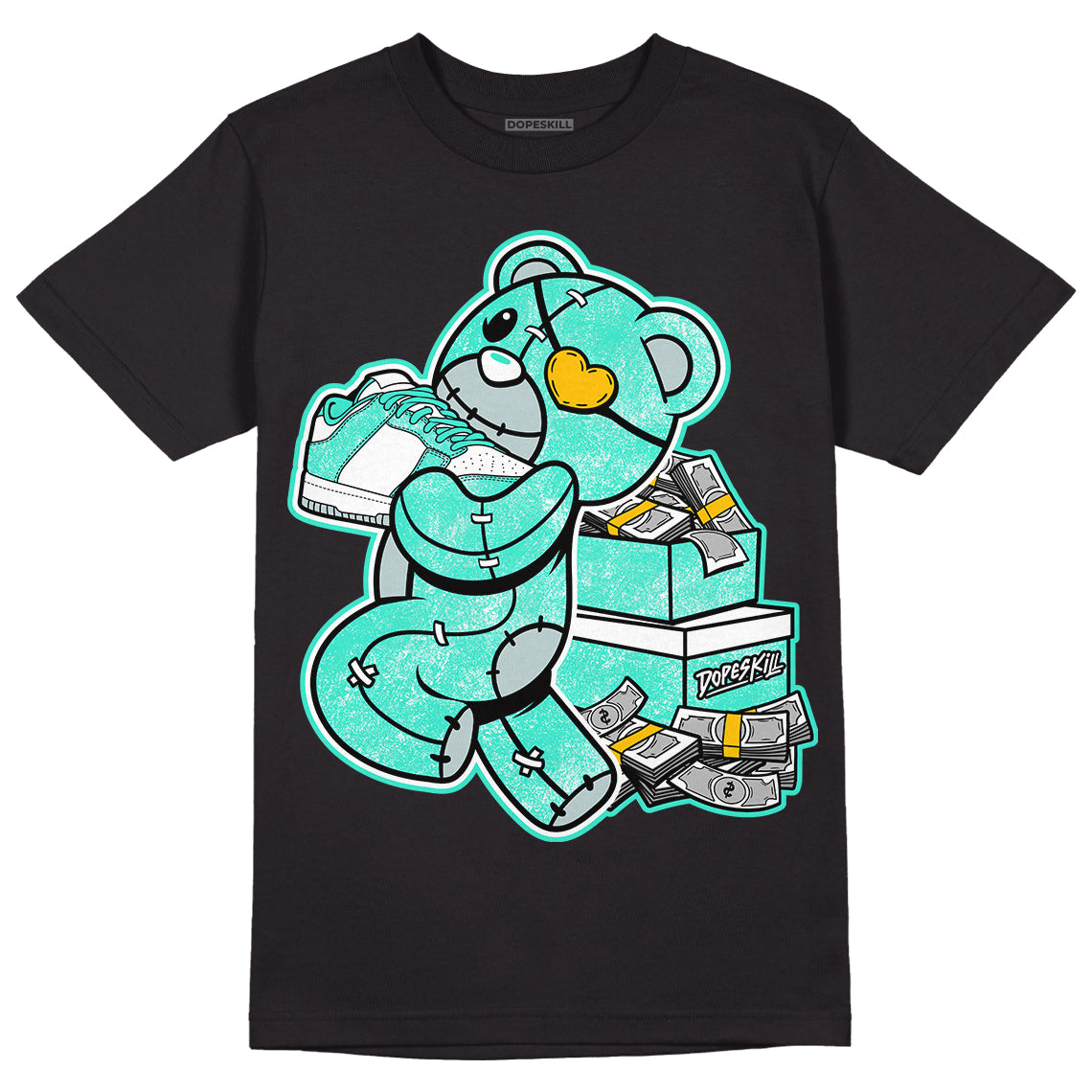 New Emerald 1s DopeSkill T-Shirt Bear Steals Sneaker Graphic - Black