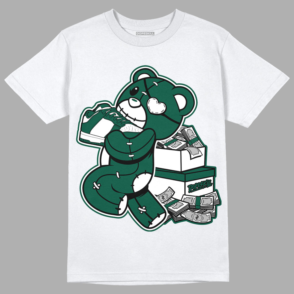 Lottery Pack Malachite Green Dunk Low DopeSkill T-Shirt Bear Steals Sneaker Graphic - White