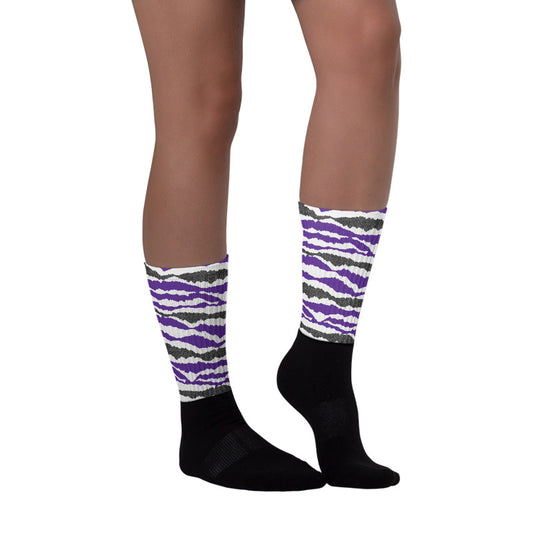 Abstract Tiger Sublimated Socks Match AJ 3 Dark Iris