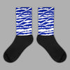 Racer Blue White Dunk Low Sublimated Socks Abstract Tiger Graphic