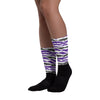 Abstract Tiger Sublimated Socks Match AJ 3 Dark Iris