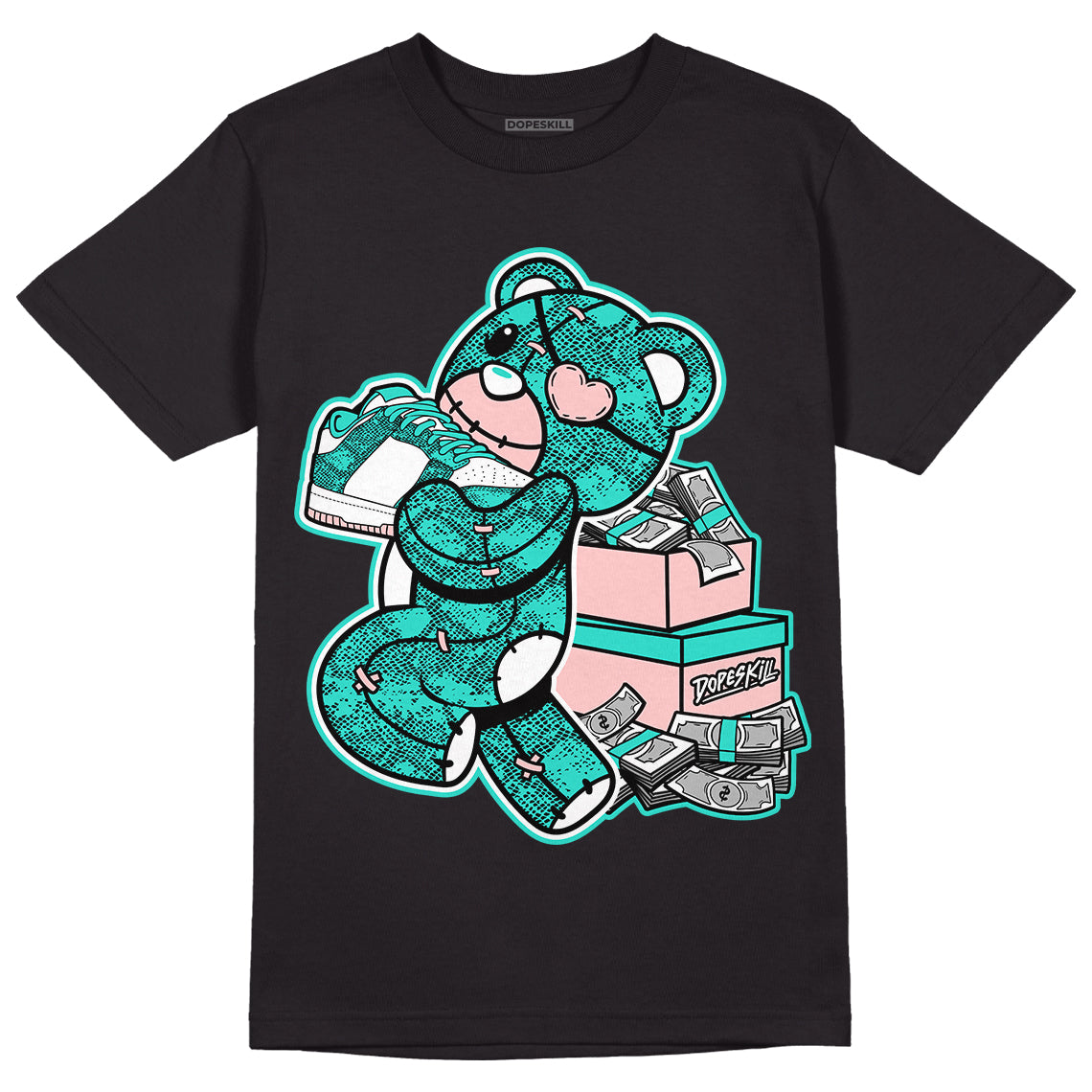 Green Snakeskin Dunk Low DopeSkill T-Shirt Bear Steals Sneaker Graphic - Black