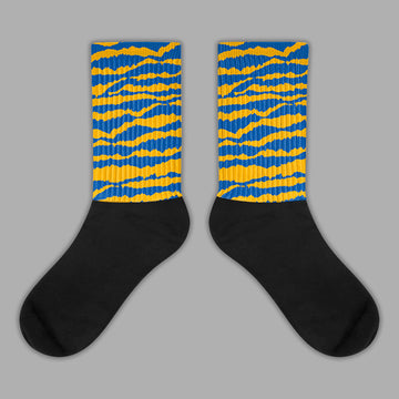 Dunk Blue Jay and University Gold Sublimated Socks Abstract Tiger Graphic Streetwear