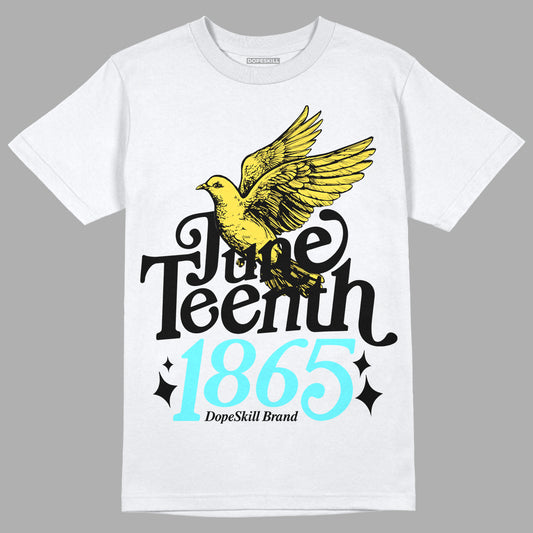 Jordan 5 Aqua DopeSkill T-Shirt Juneteenth 1865 Graphic Streetwear - White