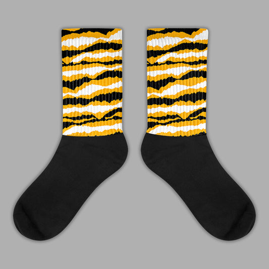 Taxi Yellow Toe 1s Sublimated Socks Abstract Tiger Graphic