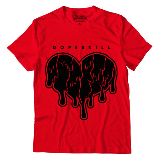 AJ 4 Red Thunder DopeSkill Red T-shirt Slime Drip Heart Graphic