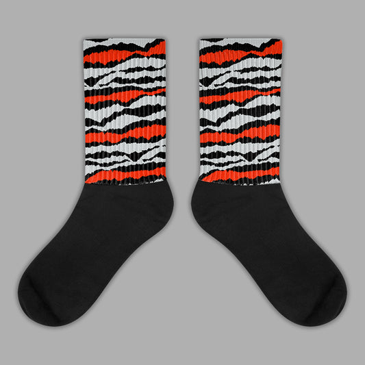 Abstract Tiger Sublimated Socks Match Black Canvas 4s