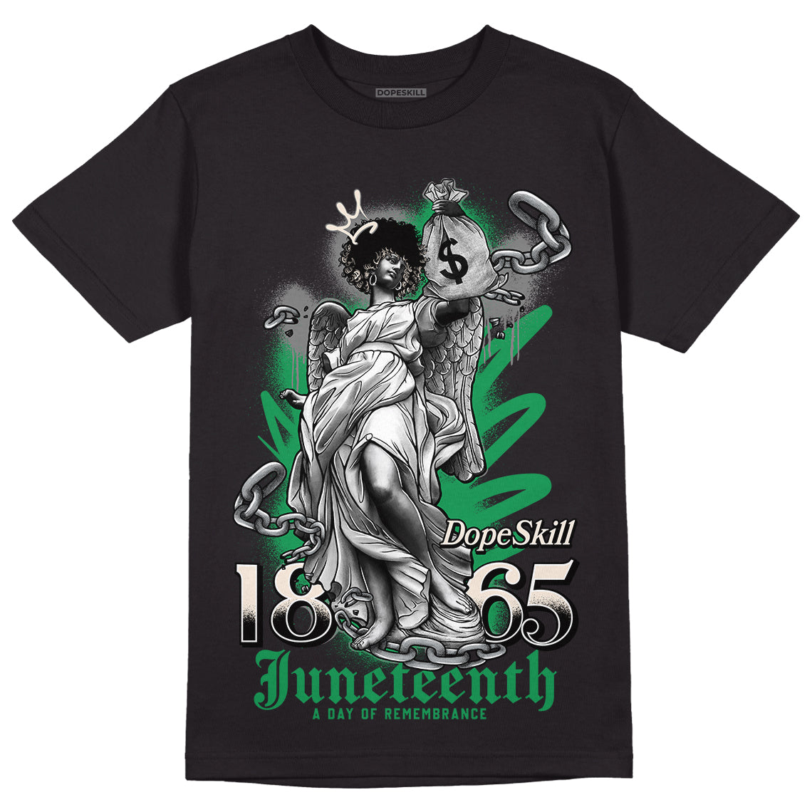 Jordan 2 Retro Lucky Green DopeSkill T-Shirt Juneteenth Graphic Streetwear  - Black 