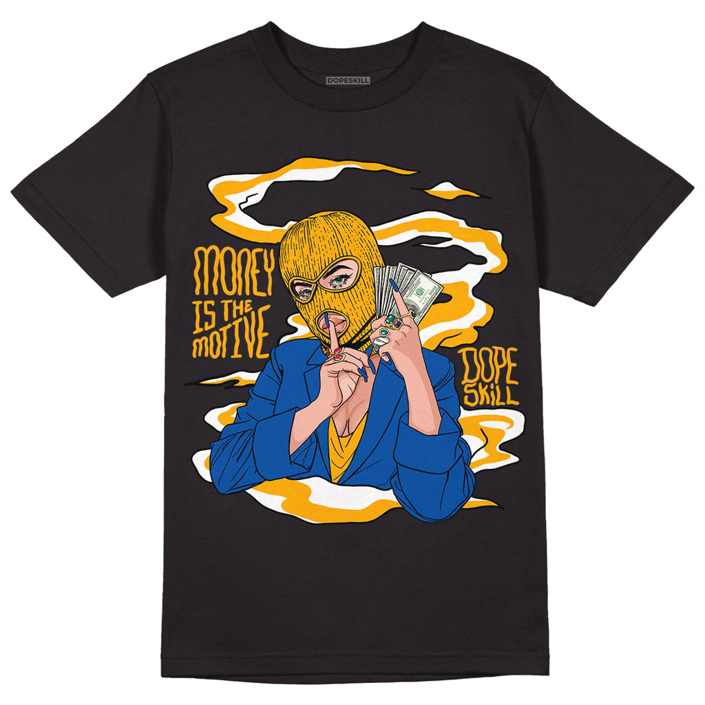 Dunk Blue Jay and University Gold DopeSkill T-Shirt Money Is The Motive Graphic Streetwear - Black