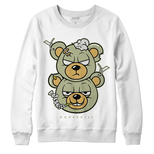 Jordan 5 Jade Horizon DopeSkill Sweatshirt New Double Bear Graphic - White 