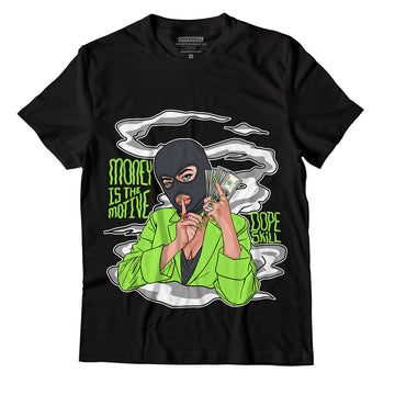 Jordan 5 Green Bean DopeSkill T-Shirt Money Is The Motive Graphic - Black